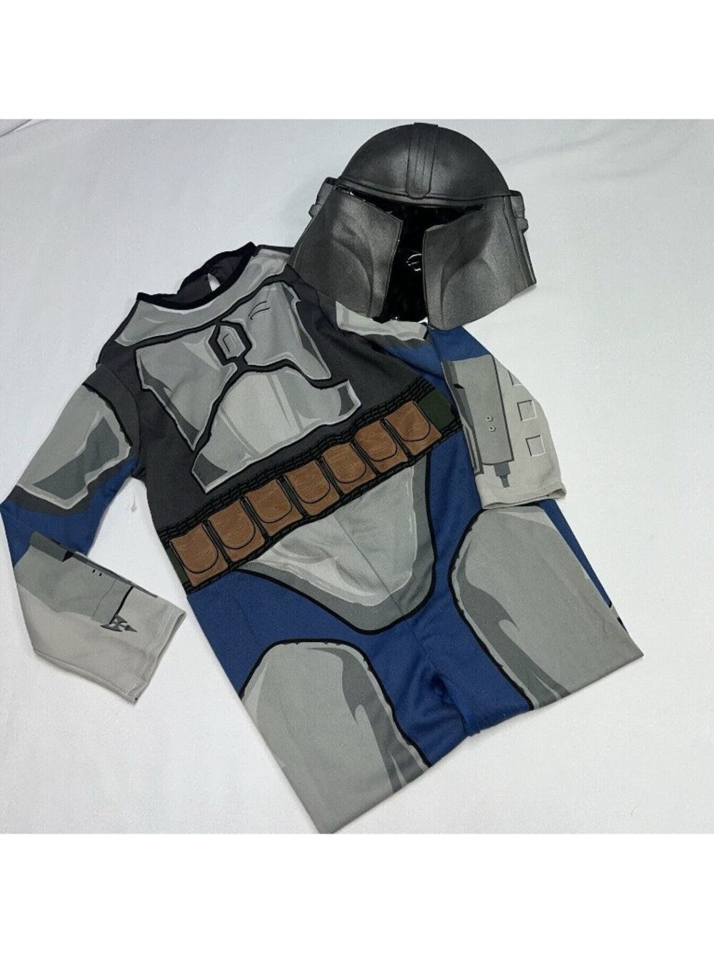 Star Wars Jango Fett Halloween Costume Boys Large 10 12 Jumpsuit Mask Helmet